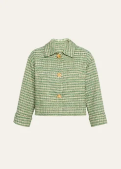 Carolina HerreraBoxy Cotton-Blend Crop Jacket