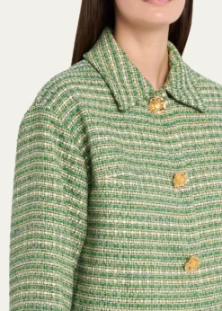 Carolina HerreraBoxy Cotton-Blend Crop Jacket