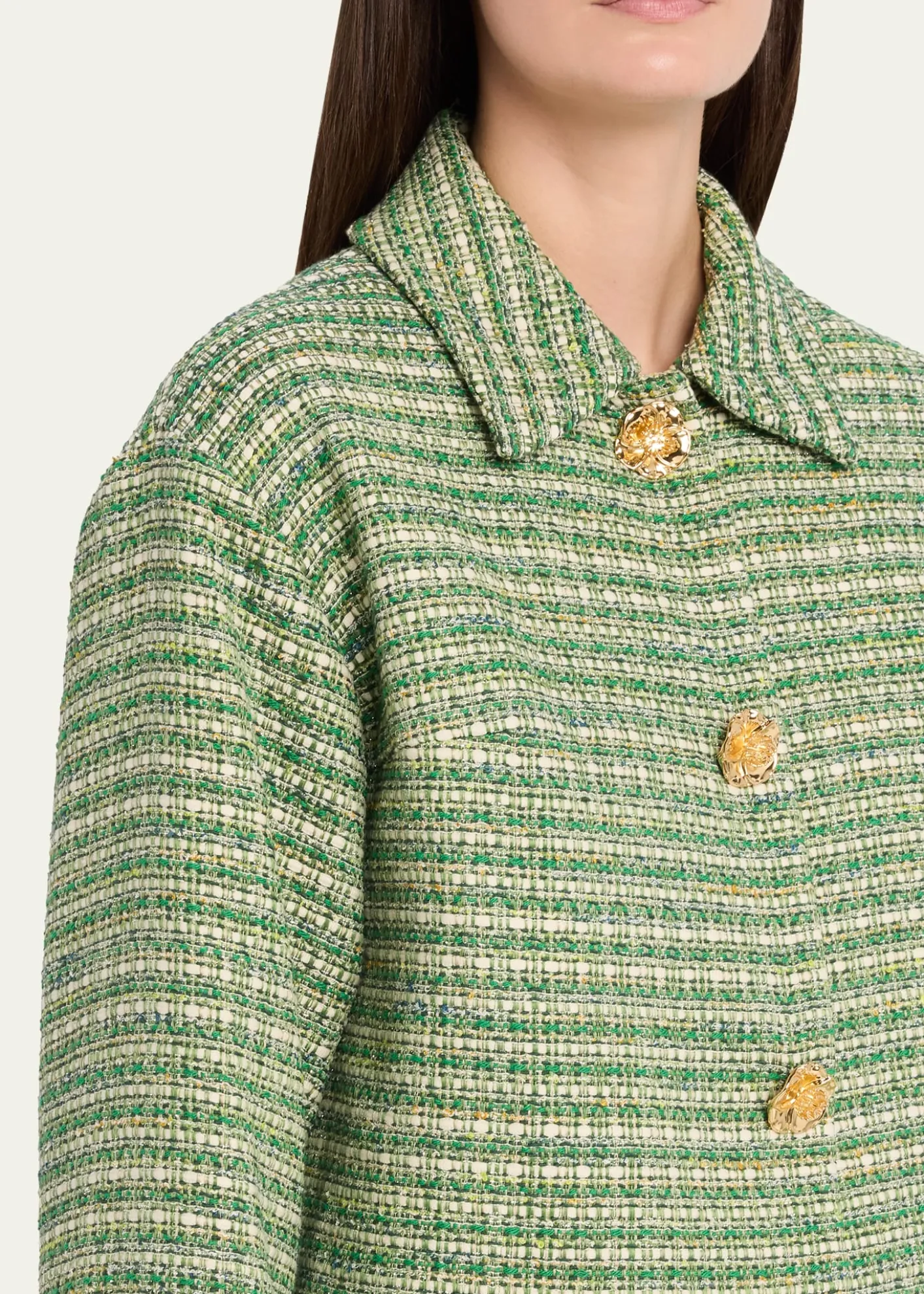 Carolina HerreraBoxy Cotton-Blend Crop Jacket