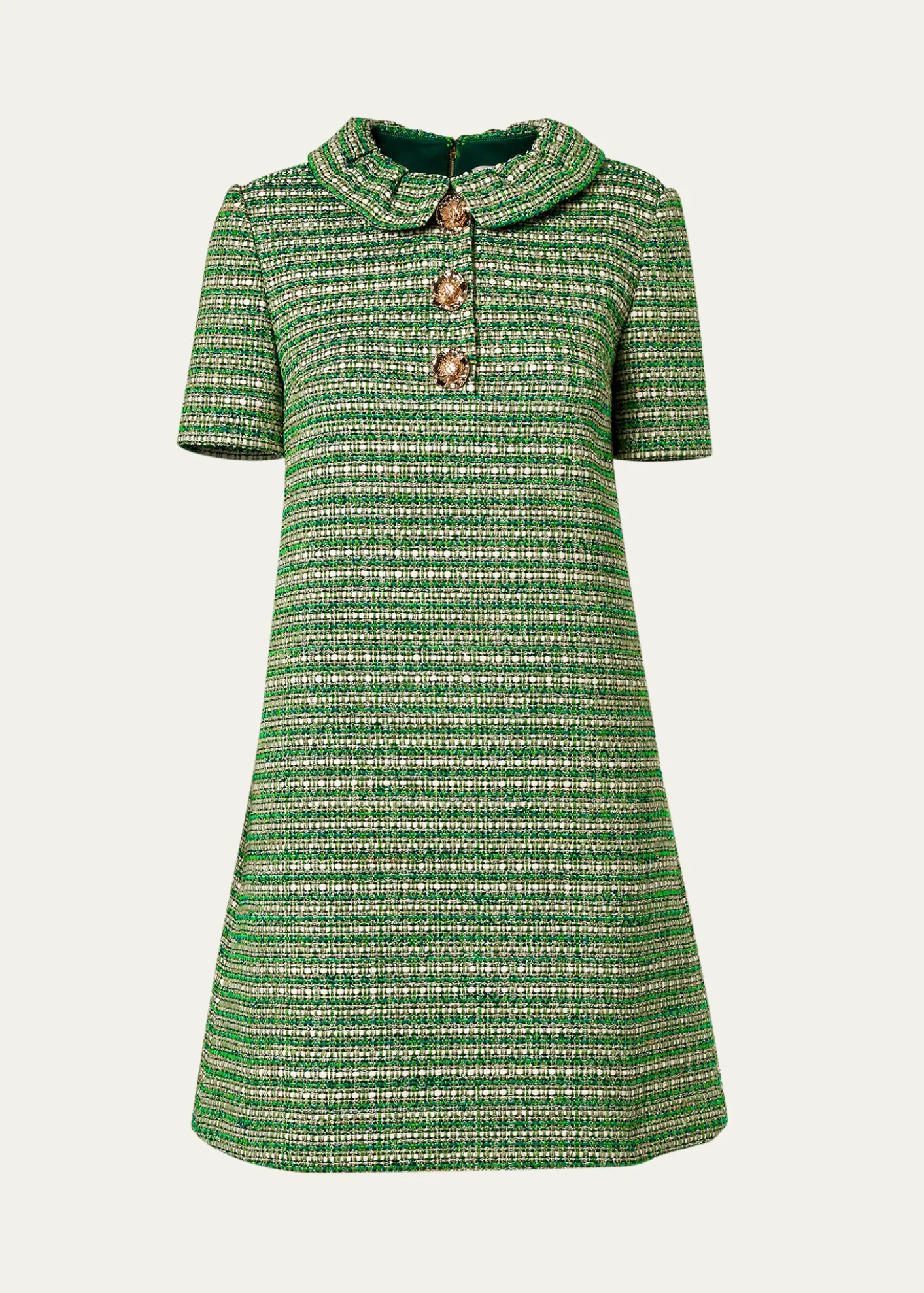 Carolina HerreraCollared Metallic Tweed Mini Shift Dress