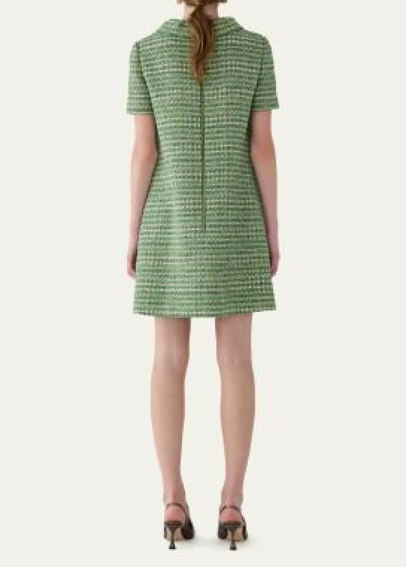 Carolina HerreraCollared Metallic Tweed Mini Shift Dress