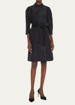 Carolina HerreraFaille 3/4-Sleeve Shirtdress