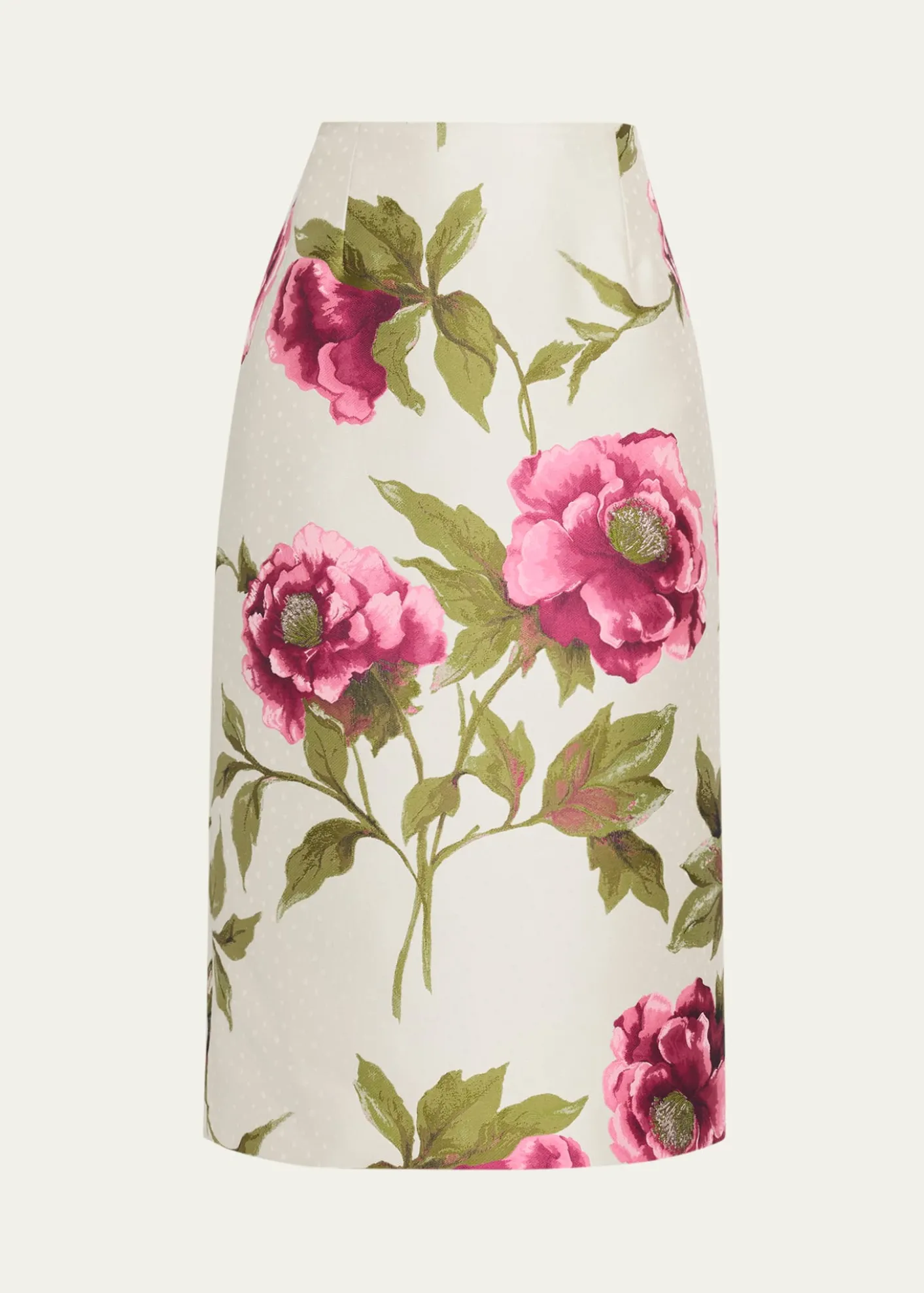 Carolina HerreraFloral Jacquard Midi Pencil Skirt