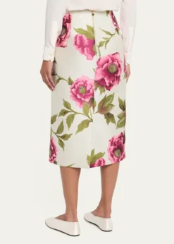 Carolina HerreraFloral Jacquard Midi Pencil Skirt