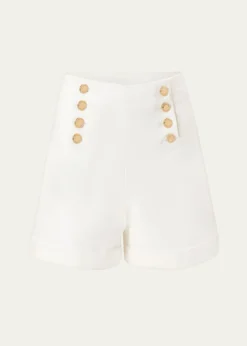Carolina HerreraHigh-Rise Button-Front Sailor Shorts
