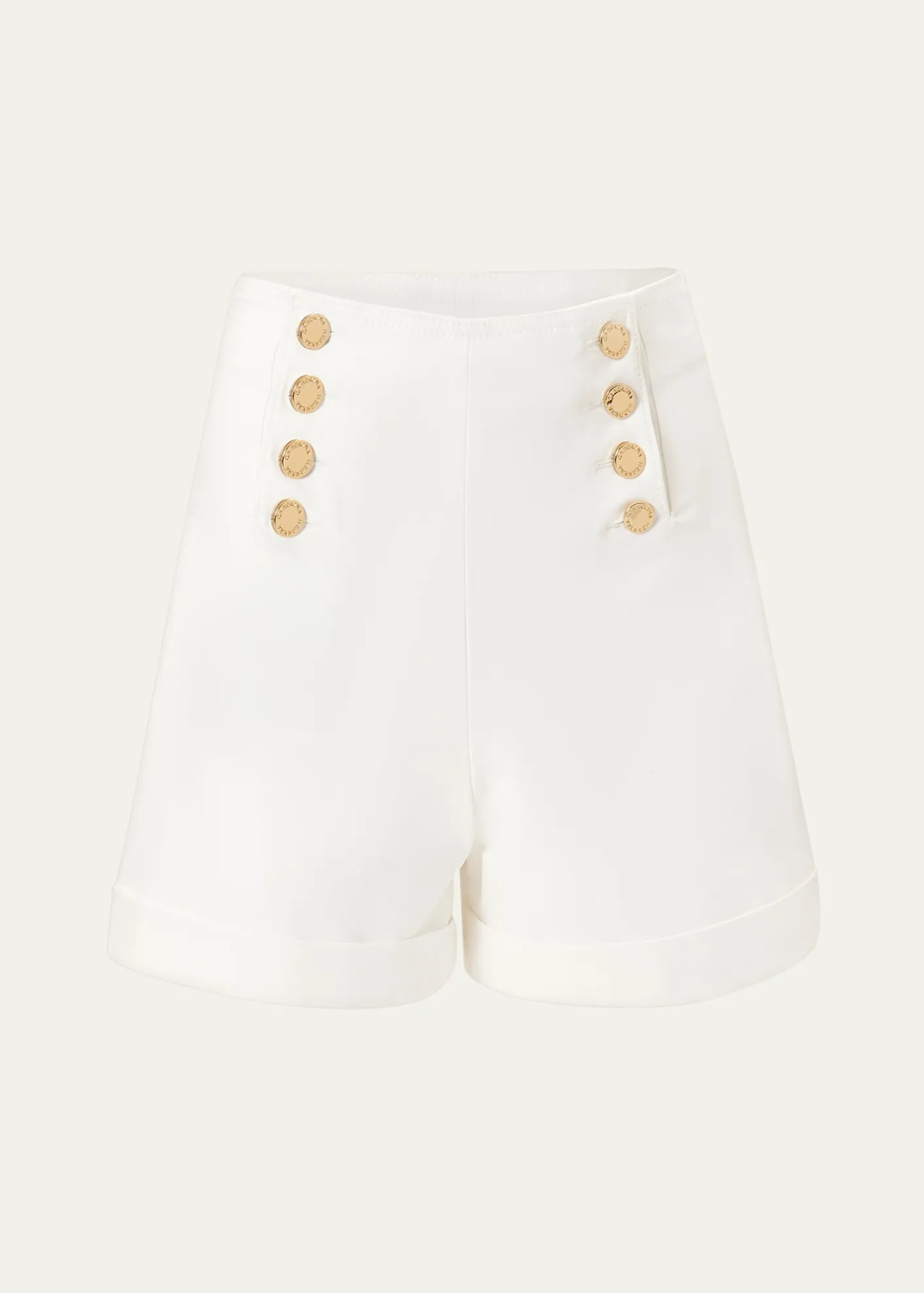 Carolina HerreraHigh-Rise Button-Front Sailor Shorts