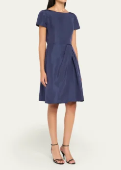 Carolina HerreraIcon Bateau Neck Short-Sleeve Dress