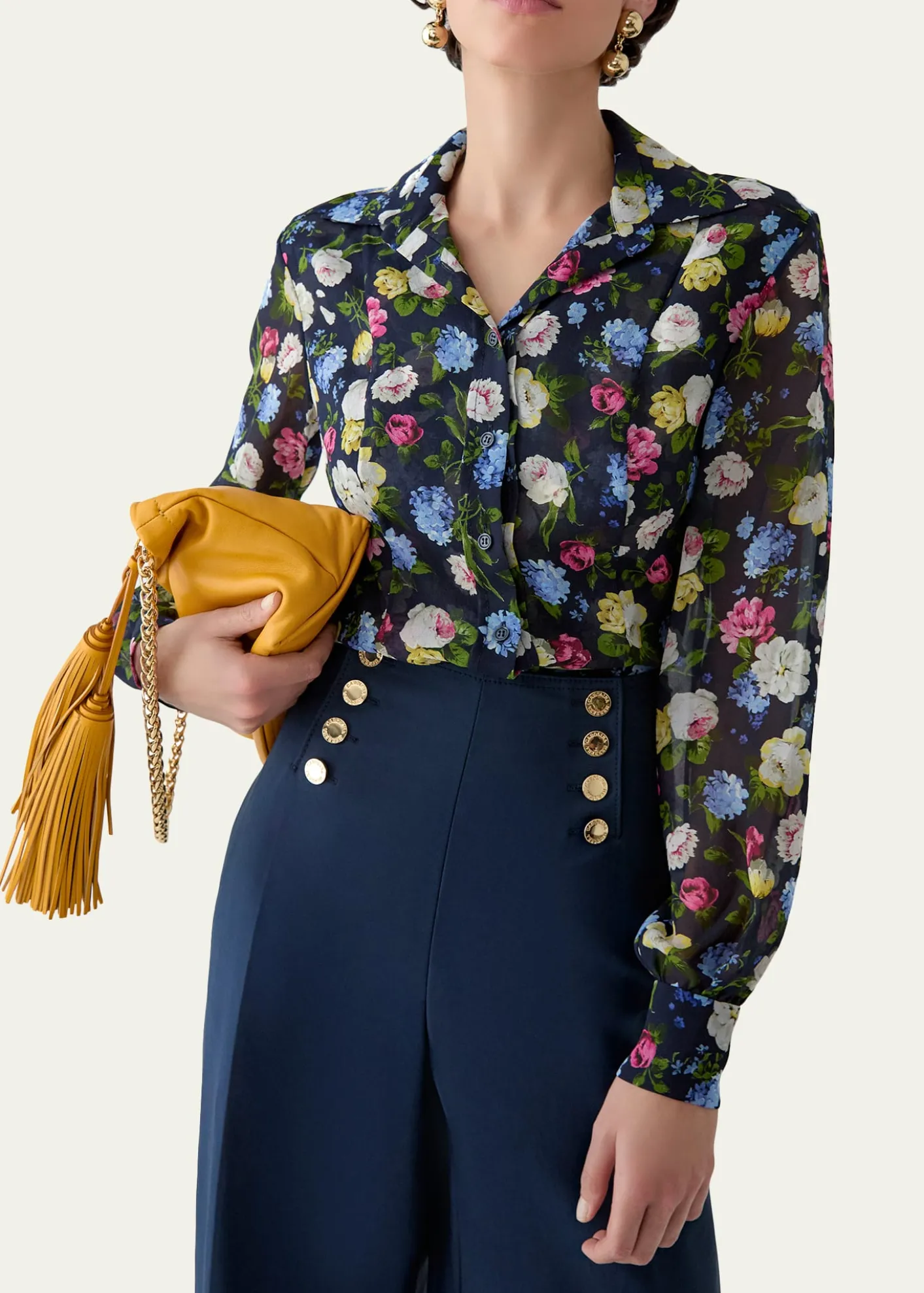 Carolina HerreraIsabella Rose-Print Silk Chiffon Button-Down Shirt