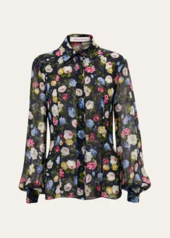Carolina HerreraIsabella Rose-Print Silk Chiffon Button-Down Shirt