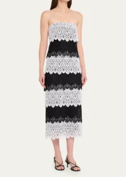 Carolina HerreraLace-Trim Strapless Maxi Dress