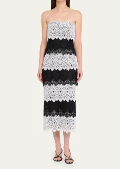 Carolina HerreraLace-Trim Strapless Maxi Dress
