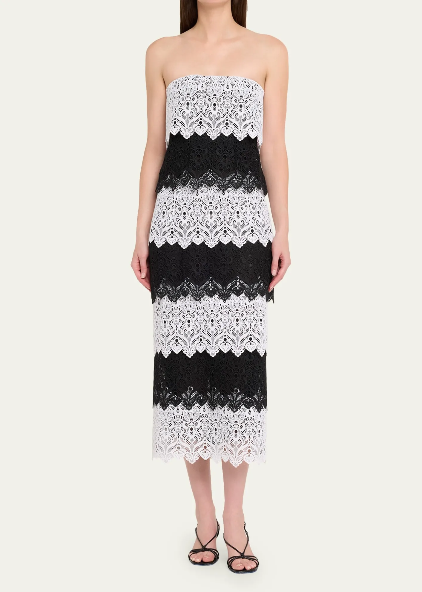 Carolina HerreraLace-Trim Strapless Maxi Dress