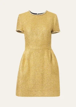 Carolina HerreraMetallic Tweed Short-Sleeve Mini Dress