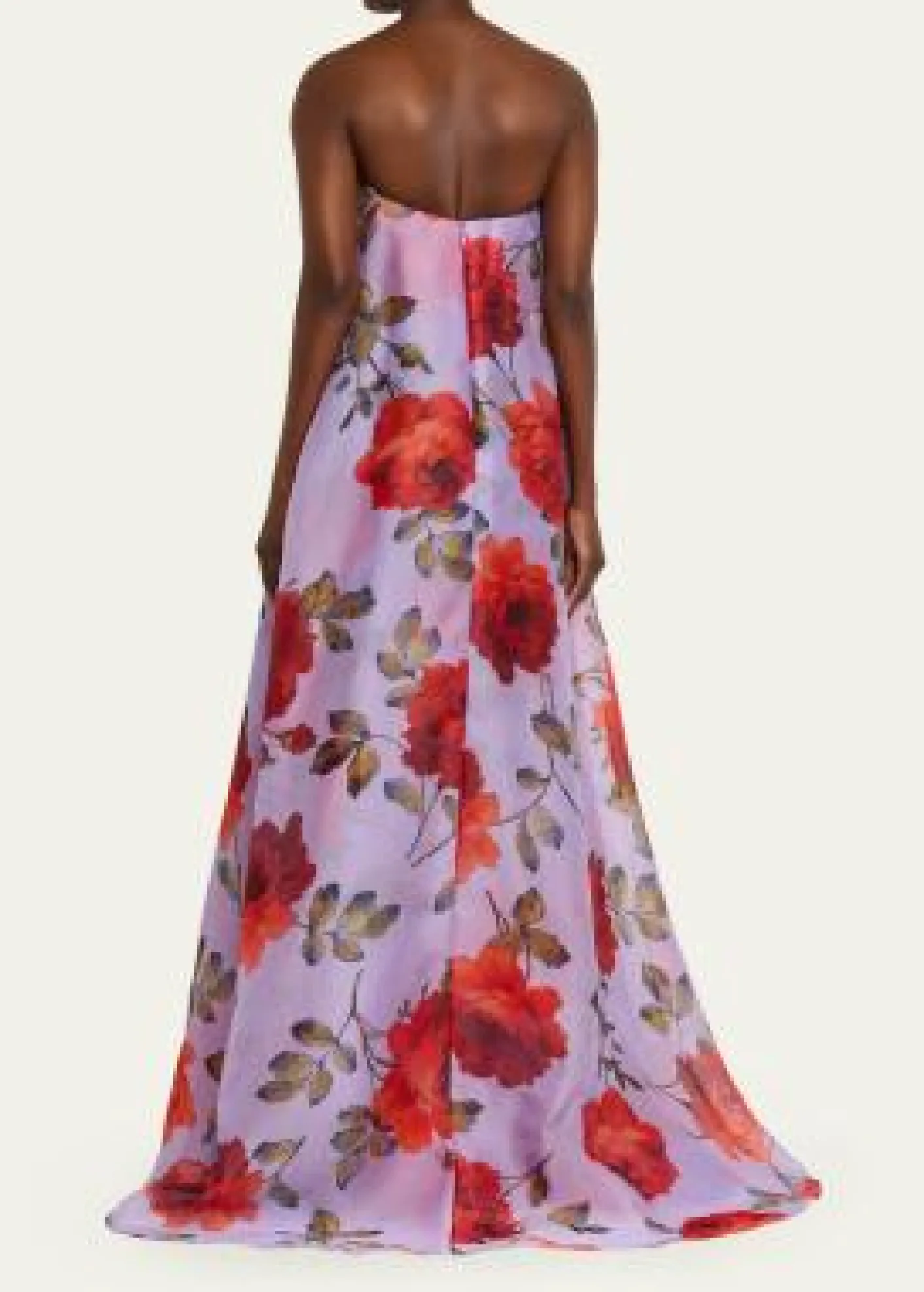 Carolina HerreraPlunging Strapless Rosette-Print Silk Chiffon Gown