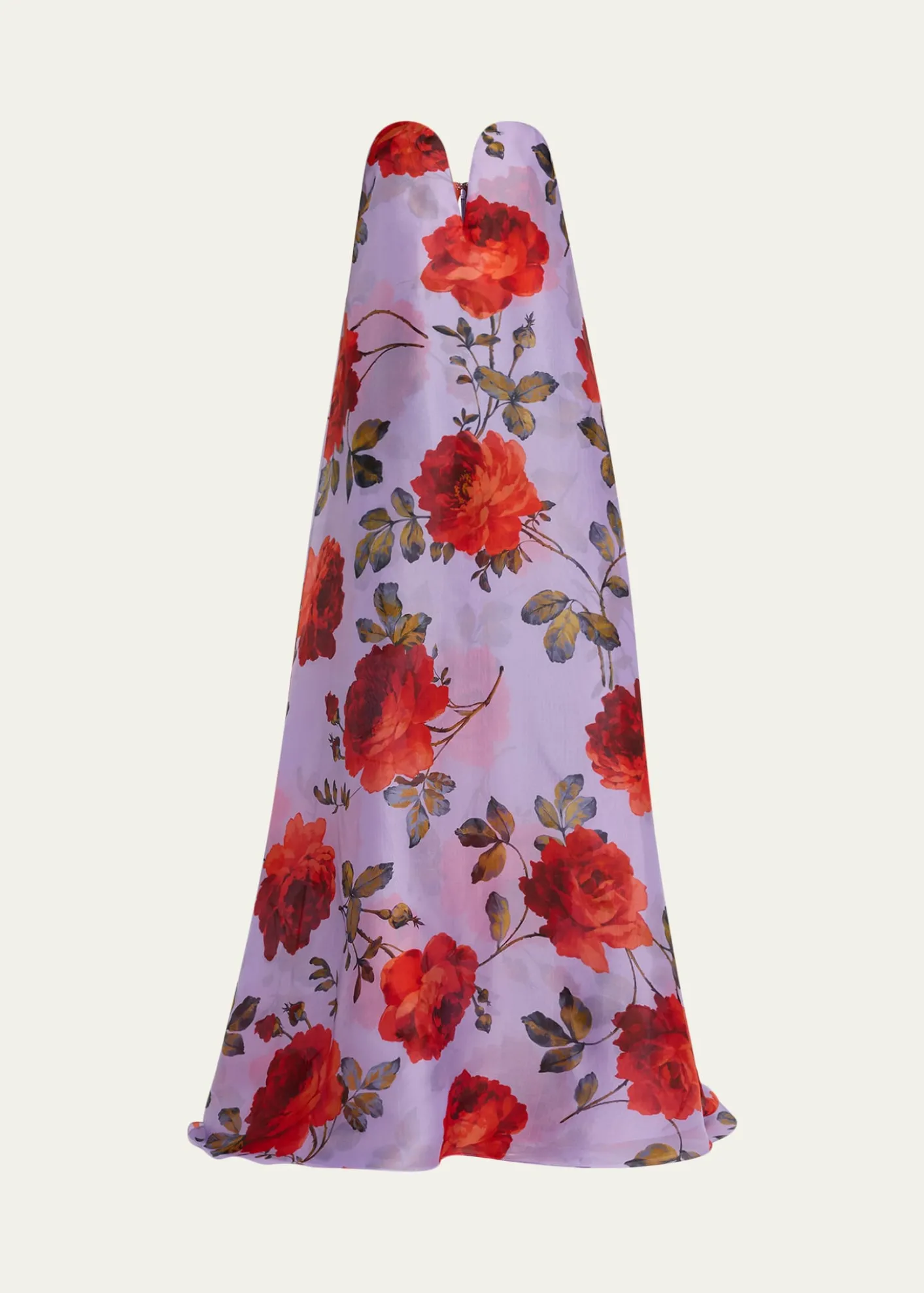 Carolina HerreraPlunging Strapless Rosette-Print Silk Chiffon Gown