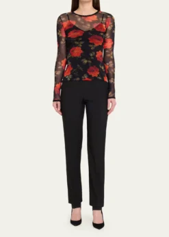 Carolina HerreraRose Mesh Long-Sleeve Top