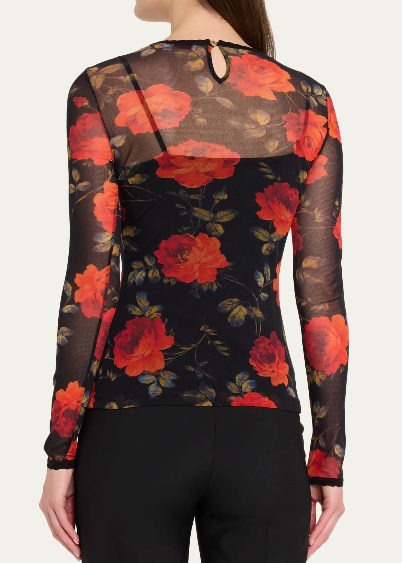Carolina HerreraRose Mesh Long-Sleeve Top