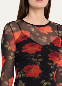 Carolina HerreraRose Mesh Long-Sleeve Top