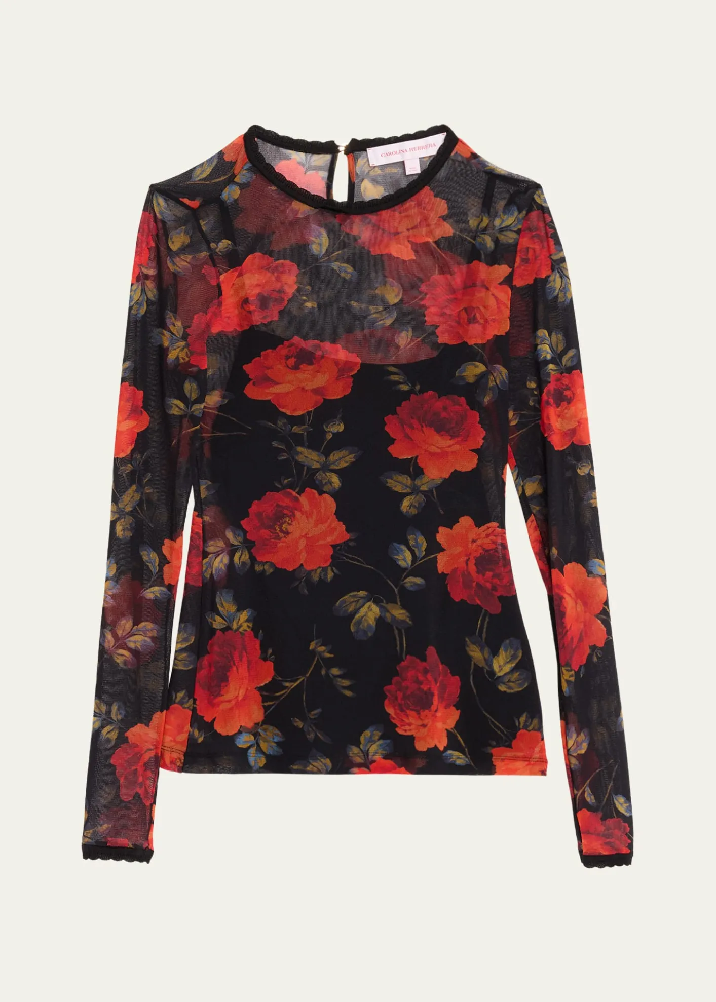 Carolina HerreraRose Mesh Long-Sleeve Top