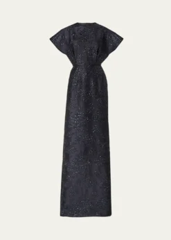Carolina HerreraRosette Collar Fan Bodice Gown