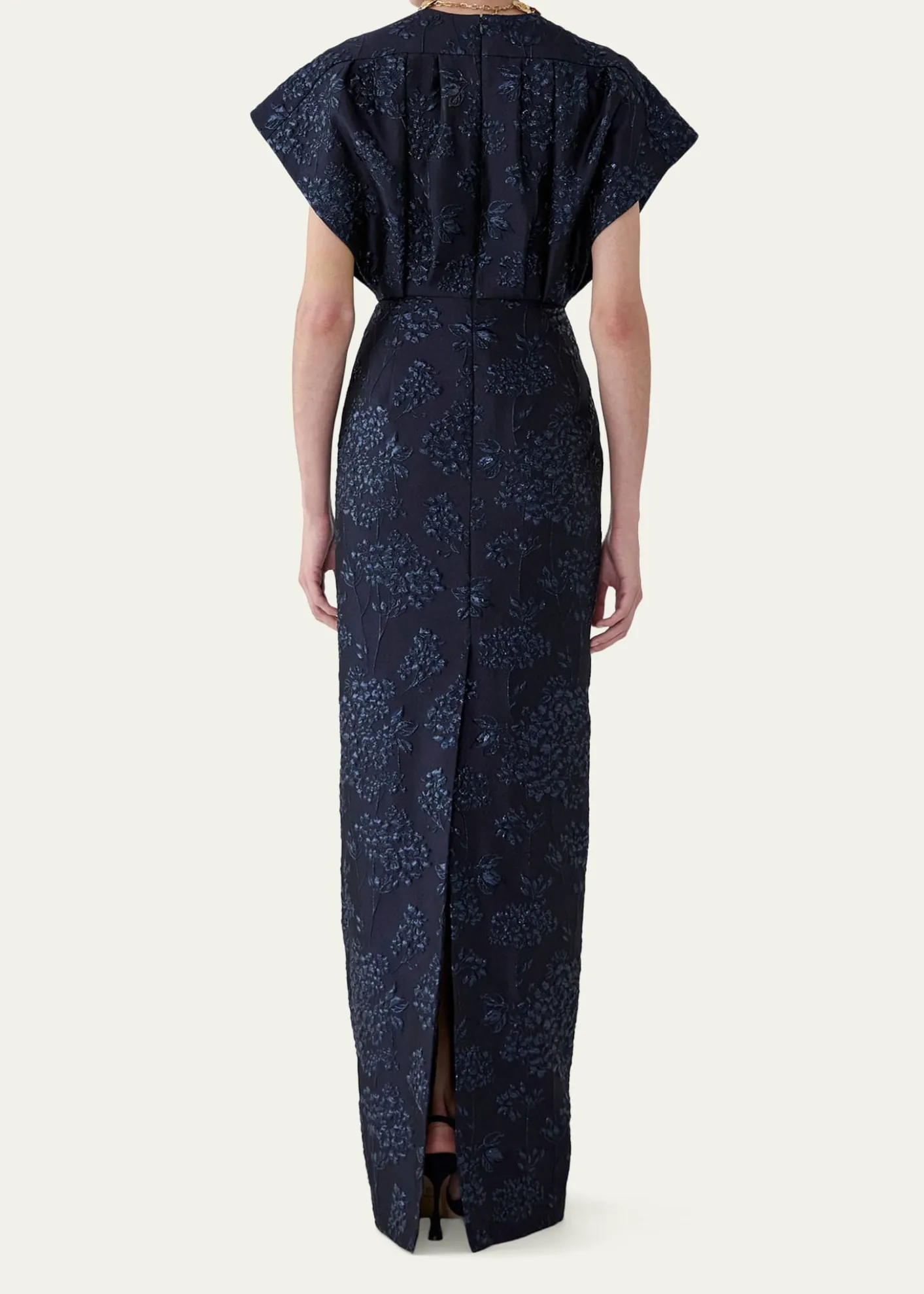 Carolina HerreraRosette Collar Fan Bodice Gown