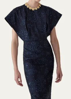 Carolina HerreraRosette Collar Fan Bodice Gown