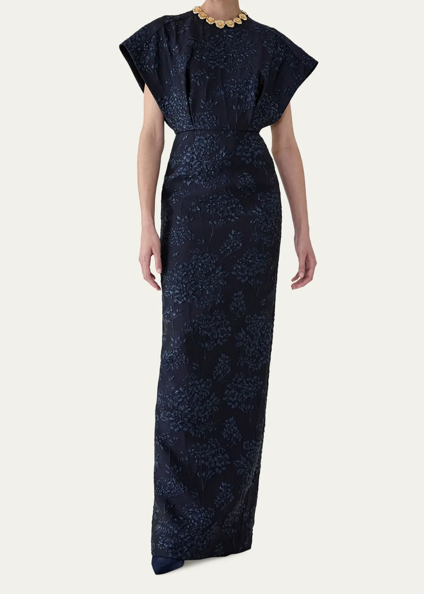 Carolina HerreraRosette Collar Fan Bodice Gown
