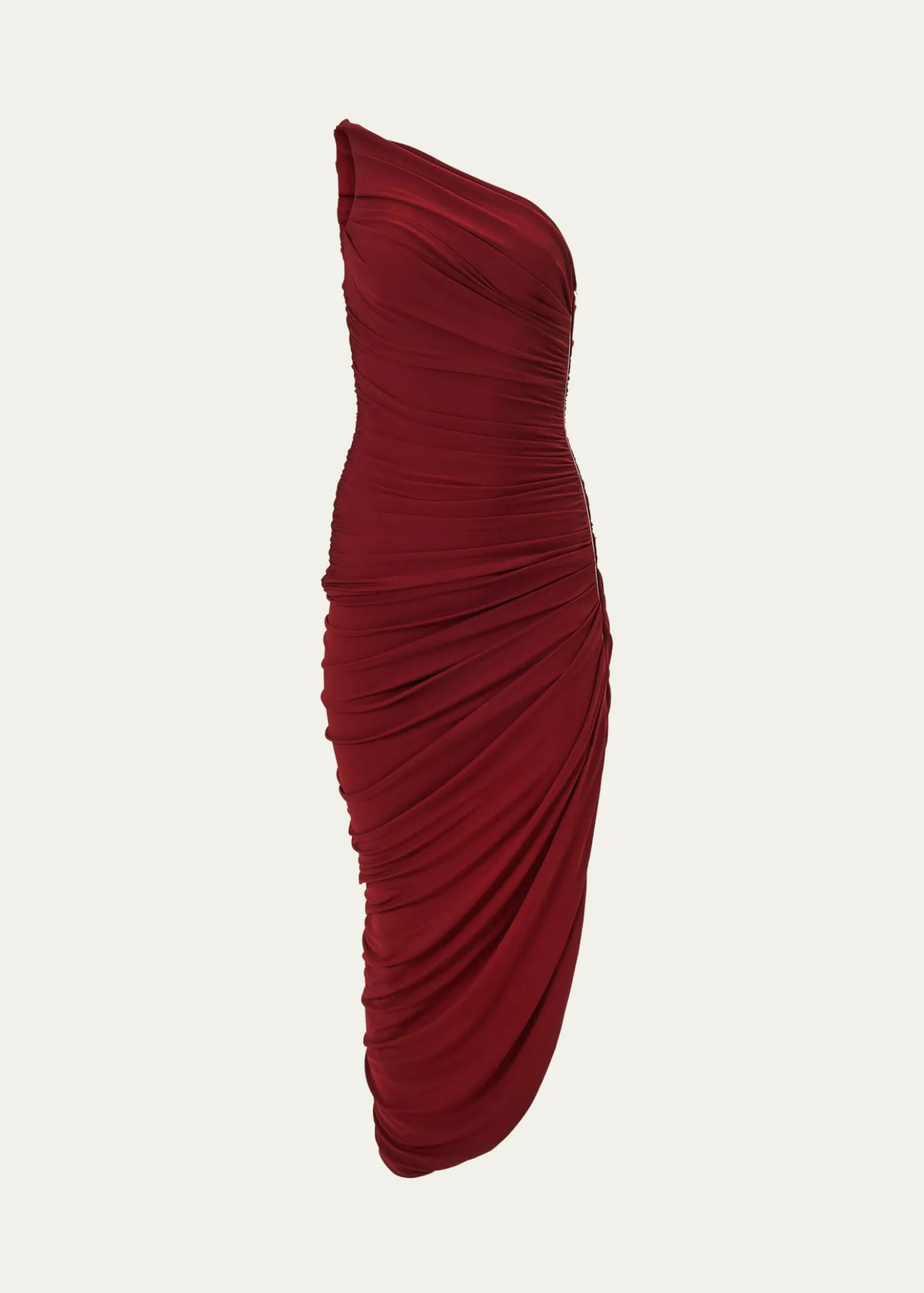 Carolina HerreraRuched Zipper One-Shoulder Midi Dress