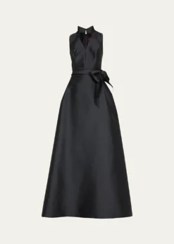Carolina HerreraSatin V-Neck Gown