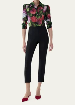 Carolina HerreraSemi-Sheer Floral Buttoned Blouse