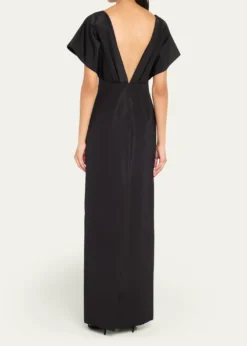 Carolina HerreraSilk Column Gown with Fan Bodice