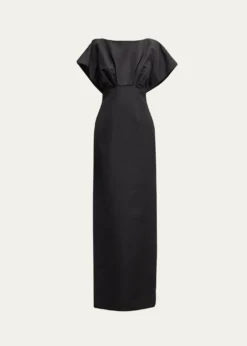 Carolina HerreraSilk Column Gown with Fan Bodice