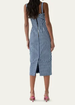 Carolina HerreraSleeveless Striped Gathered-Waist Midi Dress