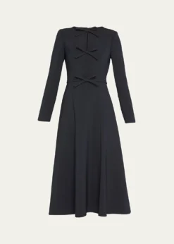 Carolina HerreraTriple Bow Keyhole-Front Midi Dress