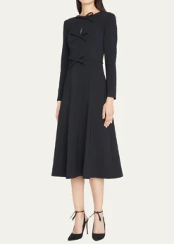 Carolina HerreraTriple Bow Keyhole-Front Midi Dress