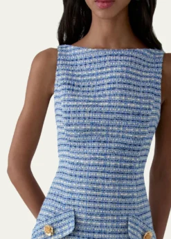 Carolina HerreraTweed Sleeveless A-Line Dress