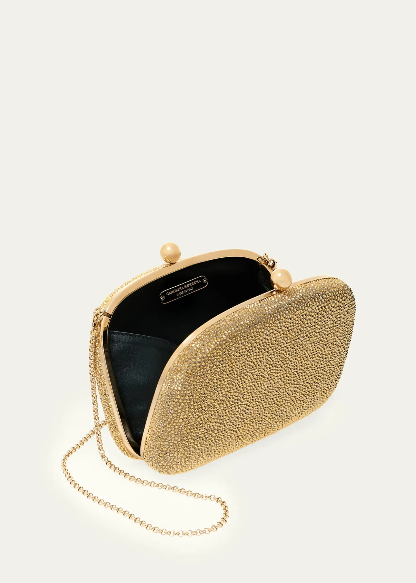 Carolina HerreraVega Crystal-Embellished Suede Clutch Bag
