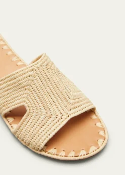 Carrie ForbesCuadro Raffia Flat Slide Sandals
