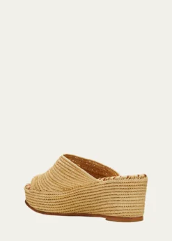 Carrie ForbesKarim Woven Raffia Wedge Slide Sandals