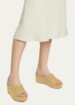 Carrie ForbesKarim Woven Raffia Wedge Slide Sandals