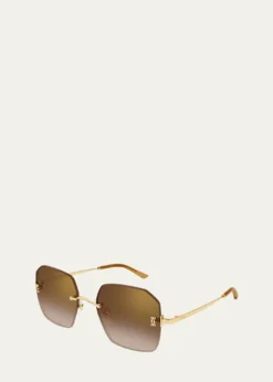 CartierC de Cartier Rectangular Metal Sunglasses