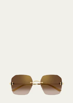 CartierC de Cartier Rectangular Metal Sunglasses