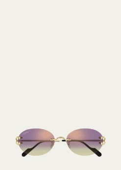 CartierClassic C Motif Rimless Round Metal Sunglasses