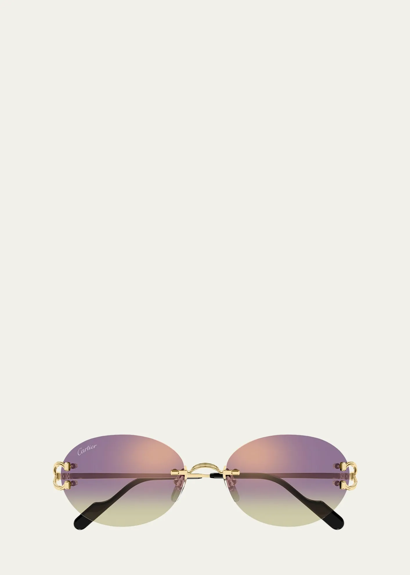 CartierClassic C Motif Rimless Round Metal Sunglasses