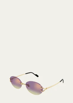 CartierClassic C Motif Rimless Round Metal Sunglasses