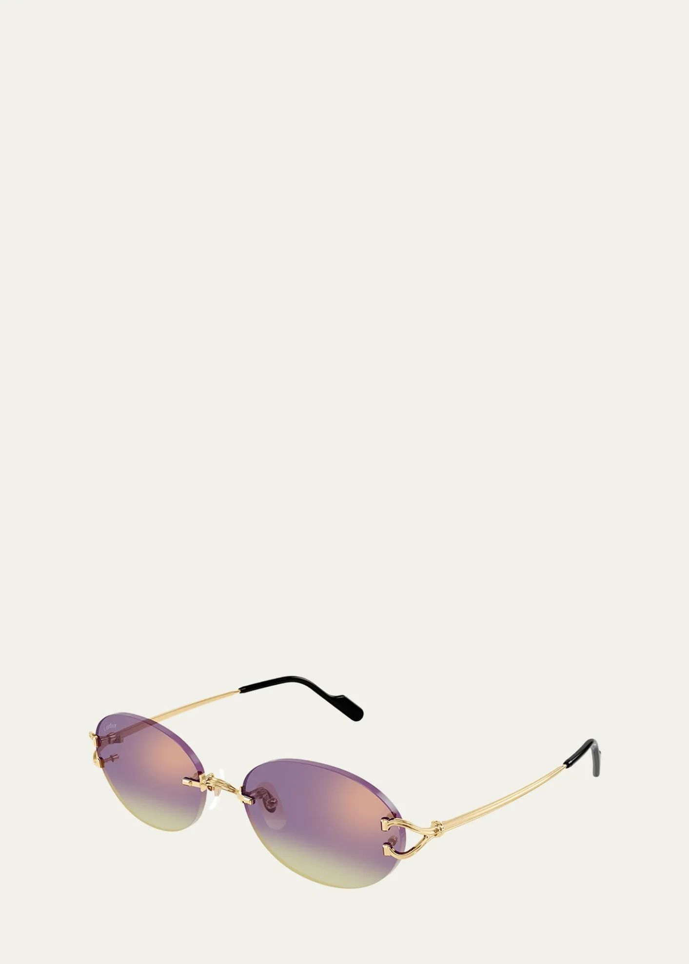 CartierClassic C Motif Rimless Round Metal Sunglasses
