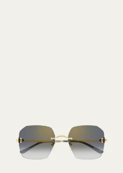 CartierClassic Décor C Square Rimless Metal Sunglasses