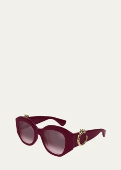 CartierC-Logo Acetate Butterfly Sunglasses