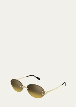 CartierDecor Classic C de Cartier 55mm Rimless Oval Metal Sunglasses