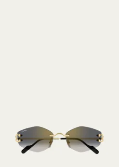 CartierDecor Classic C de Cartier 56mm Rimless Geometric Metal Sunglasses